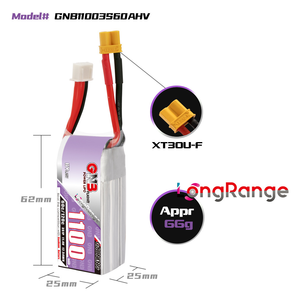 GNB 1100mAh 2S 3S 4S 6S 60C/12 – обзор и цена Lipo Battery 4S