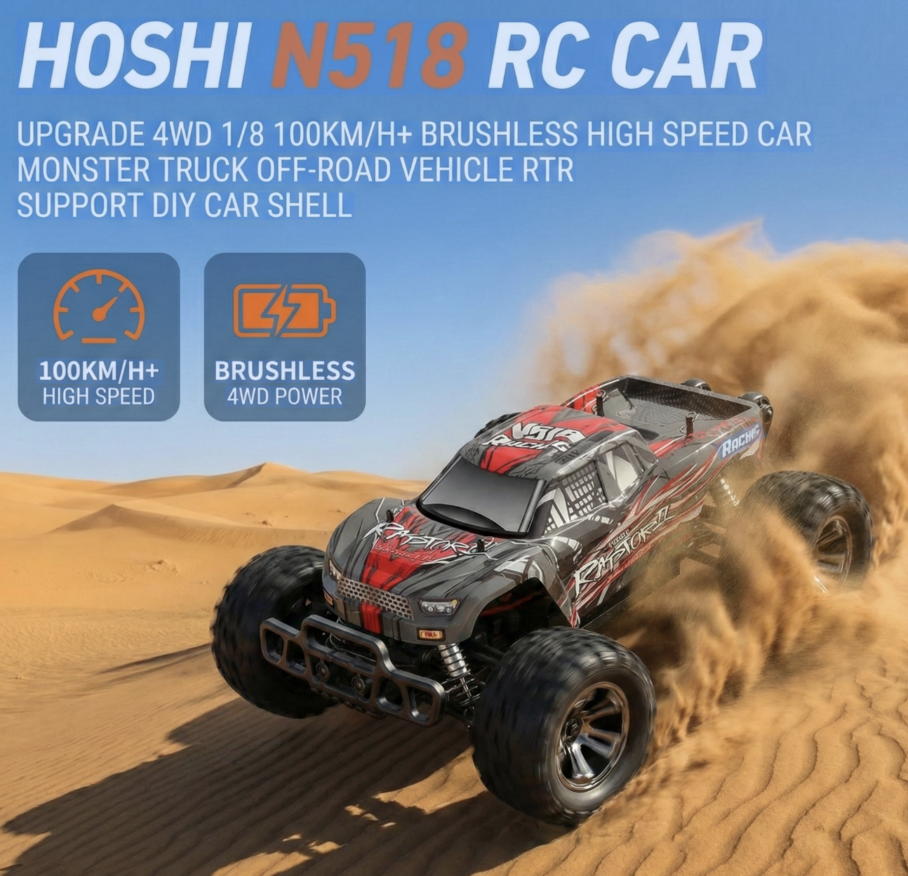 MSHOSHI N518 1/8 Brushless RC  – обзор и цена Rc Hobby Grade Monster Truck